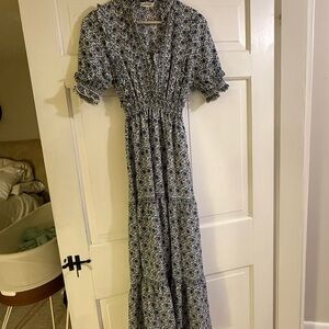 Max Studio Blue and White Floral Maxi Dress